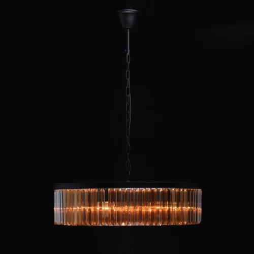 Люстра подвесная хрустальная Гослар 498015010 MW-Light прозрачная янтарная на 10 ламп, основание чёрное в стиле современный  фото 6